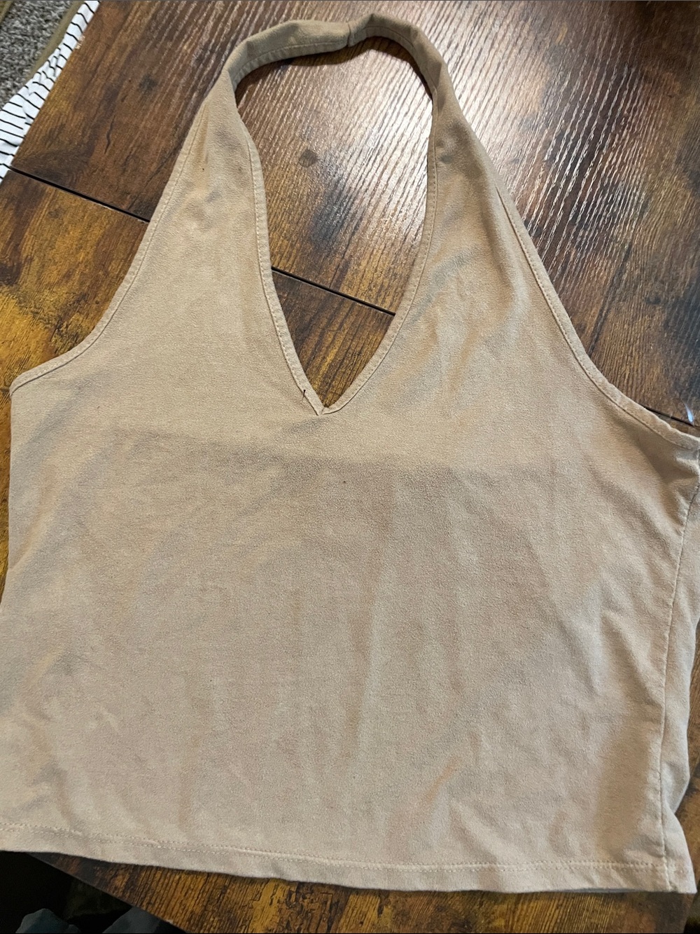 Heart Hips Beige Halter V-Neck Crop Top